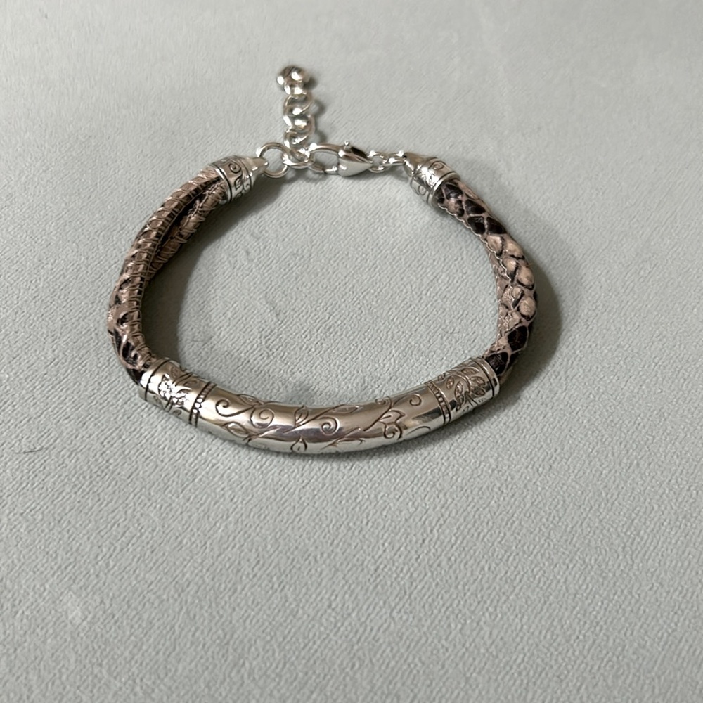 Brighton double banded snakeskin bracelet with silver